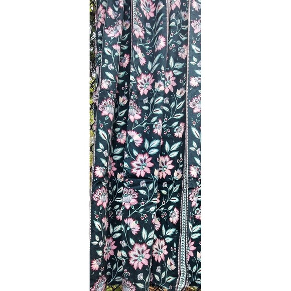 Waverly Duralee Floral Vine English Garden Pattern 1980's Black Pink VTG Curtain - Picture 14 of 16